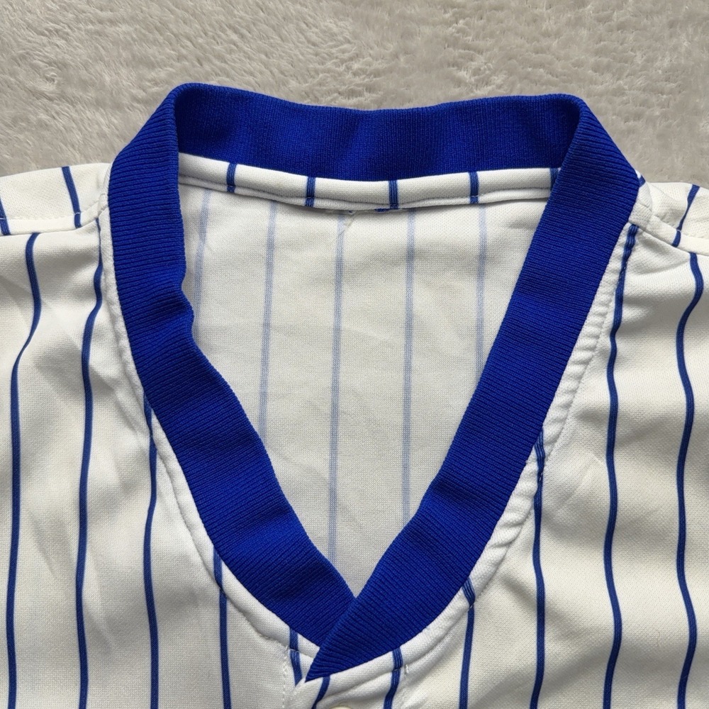 Vintage Rawlings Chicago Cubs Pinstripe Jersey Large MLB Baseball USA Made 90s - Picture 4 of 12
